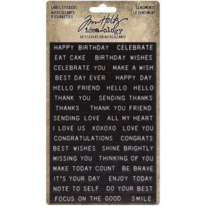 Scrapbooking  Idea-Ology Sentiments Label Stickers 68/Pkg stickers