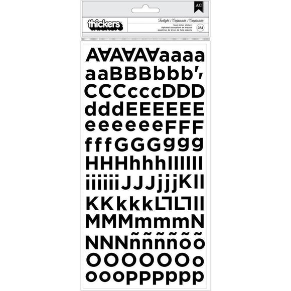 Scrapbooking  Amy Tan Shine On Thickers Stickers 284/Pkg Twilight Alphabet/Black Foam Alphas