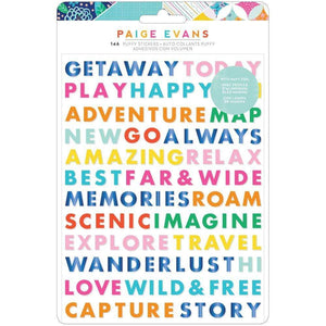 Scrapbooking  Paige Evans Go The Scenic Route Puffy Stickers 146/Pkg Word Alphas
