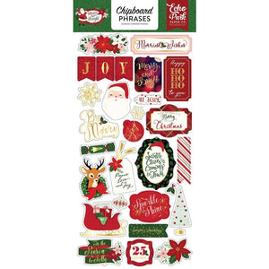 Scrapbooking  Merry & Bright Chipboard 6"X13" Phrases (with gold foil accents) Chipboards