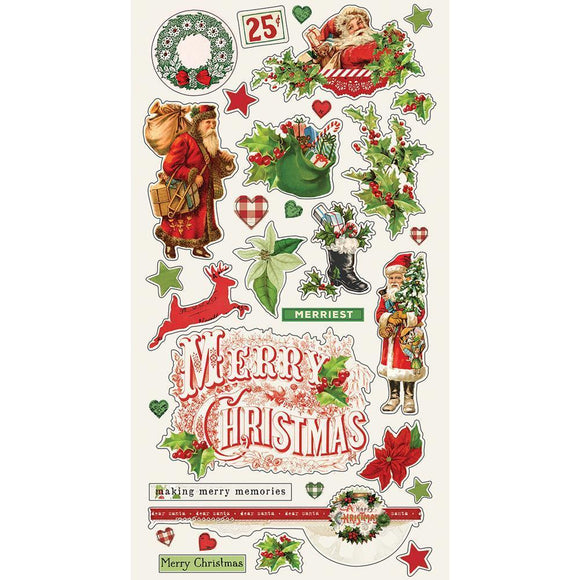 Scrapbooking  Simple Vintage Christmas Chipboard Stickers 6