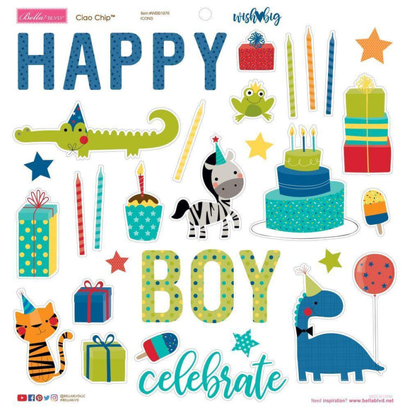 Scrapbooking  Wish Big Boy Chipboard Stickers 12