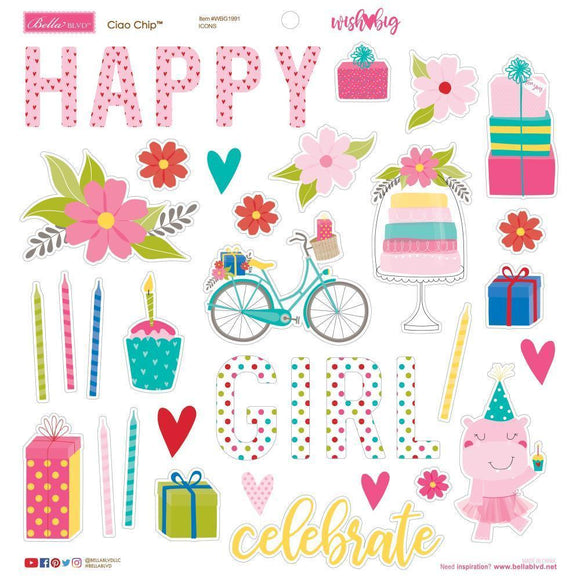 Scrapbooking  Wish Big Girl Chipboard Stickers 12