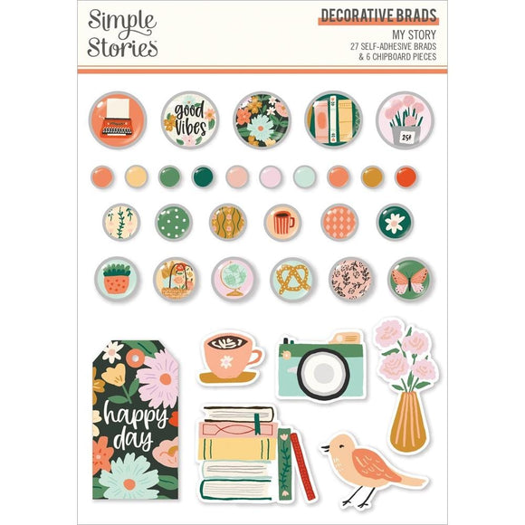 Scrapbooking  Simple Stories My Story Decorative Brads Stencil