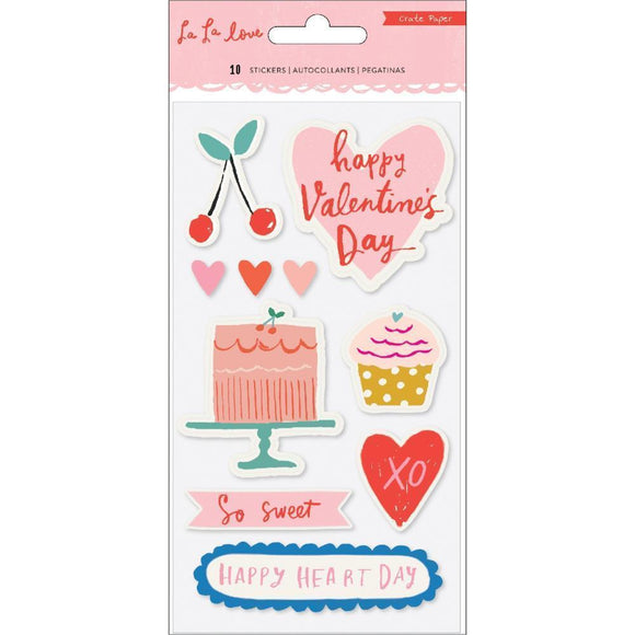 Scrapbooking  La La Love Embossed Puffy Stickers 10/Pkg Embellishments