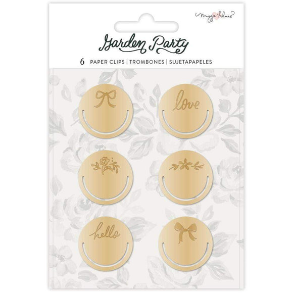 Scrapbooking  Maggie Holmes Garden Party Circle Paper Clips 6/Pkg Gold Embellishments