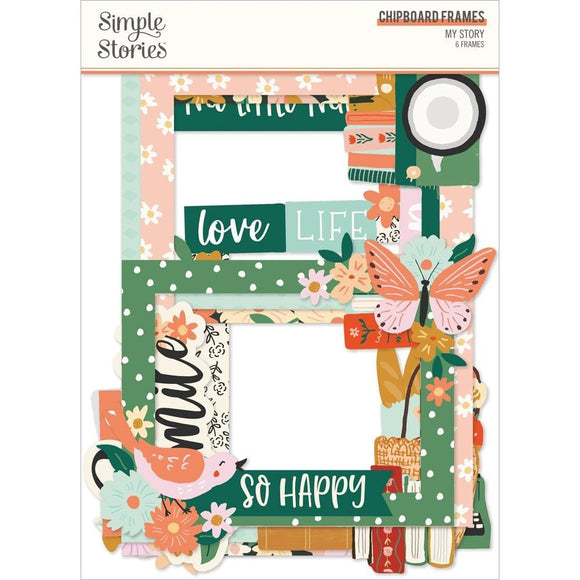 Scrapbooking  Simple Stories My Story Chipboard Frames 6PK Embellishments