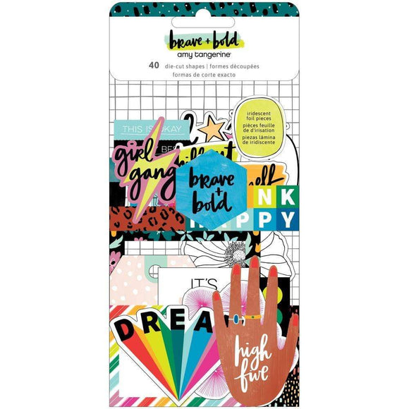 Scrapbooking  Amy Tan Brave & Bold Ephemera Die-Cuts 40/Pkg Cardstock W/Foil Accents Ephemera