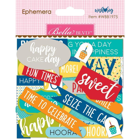 Scrapbooking  Bella Blvd Wish Big Boy Cardstock Die-Cuts Ephemera, Words, Shapes, Tabs Ephemera