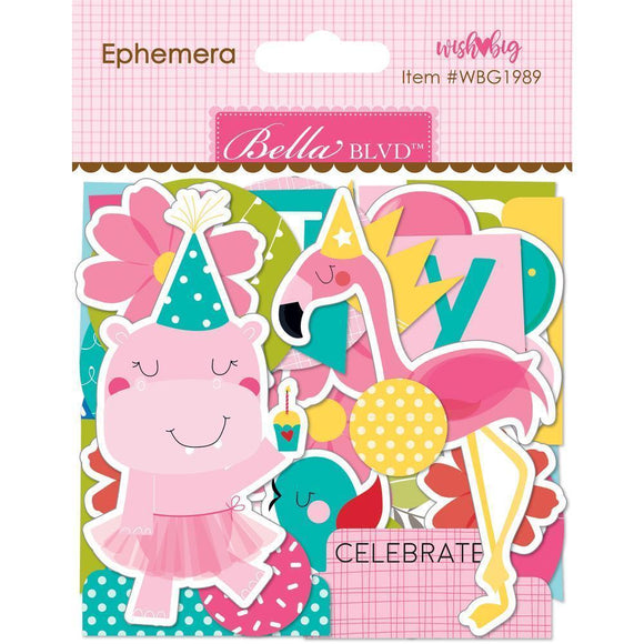 Scrapbooking  Bella Blvd Wish Big Girl Cardstock Die-Cuts Ephemera, Shapes, Tabs & Words Ephemera