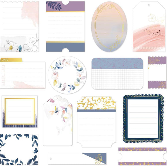 Scrapbooking  Indigo Hills 2 Die-Cuts 15/Pkg  W/Gold Foil Accents Ephemera