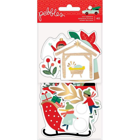 Scrapbooking  Merry Little Christmas Ephemera Cardstock Die-Cuts 40/Pkg Icons W/Gold Foil Accents Ephemera