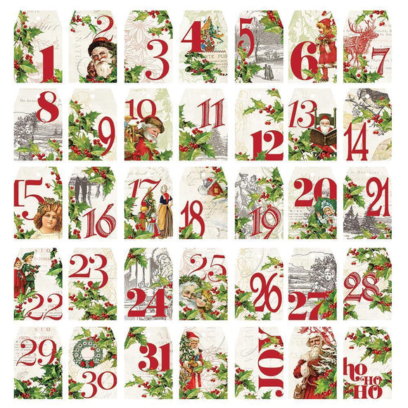 Scrapbooking  Simple Vintage Christmas Number Tags Die-Cuts 35/Pkg Ephemera
