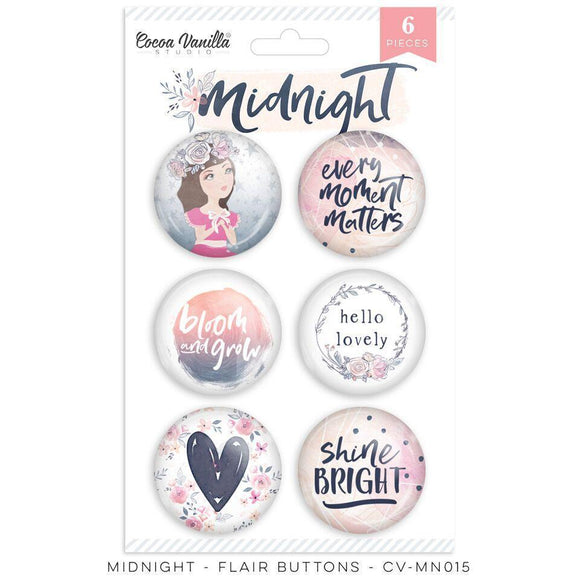 Scrapbooking  Midnight Flair Buttons - 6 Pack flairs