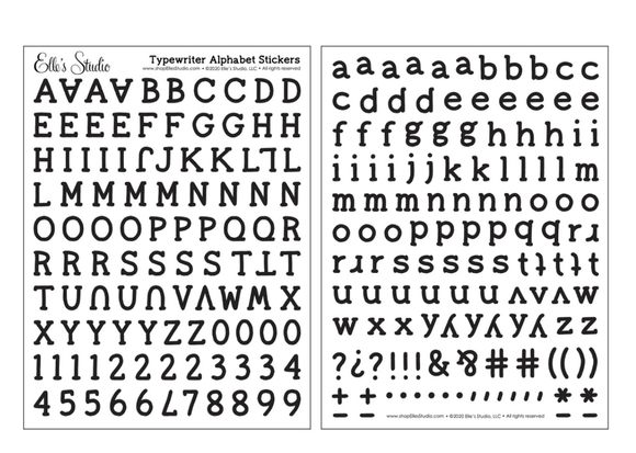 Scrapbooking  Elles Studio - Black Typewriter Cardstock Alphabet Stickers kit