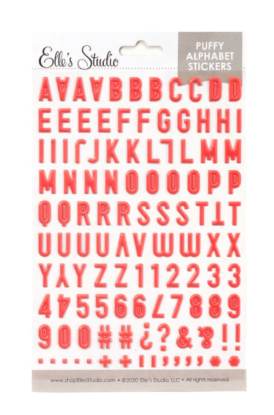 Scrapbooking  Elles Studio - Coral Puffy Alphabet Stickers kit