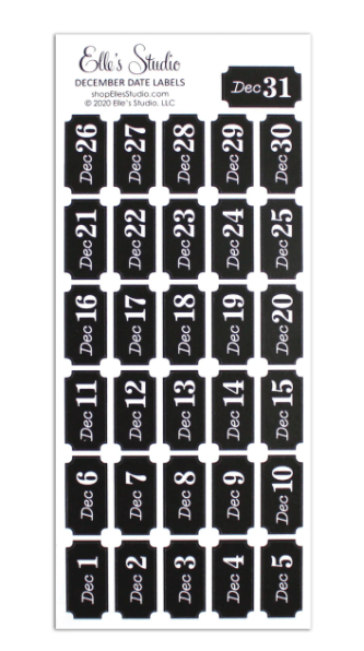 Scrapbooking  Elles Studio - December Date Label Stickers - Black kit