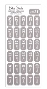 Scrapbooking  Elles Studio - December Date Label Stickers - Gray kit