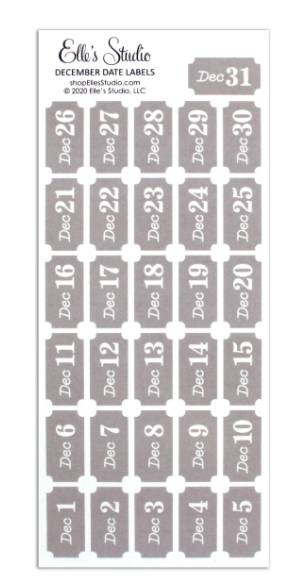 Scrapbooking  Elles Studio - December Date Label Stickers - Gray kit