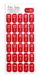 Scrapbooking  Elles Studio - December Date Label Stickers - Red kit