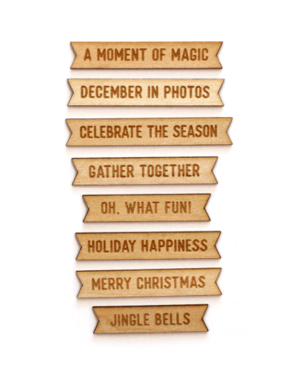 Scrapbooking  Elles Studio - Holiday Wood Veneer Banners kit