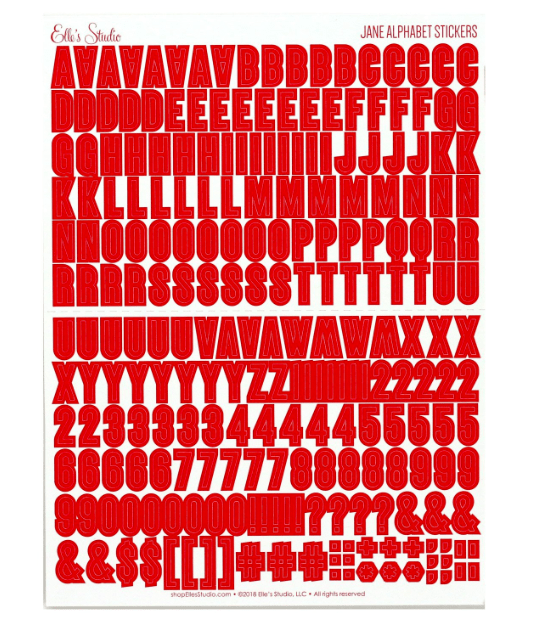 Scrapbooking  Elles Studio Jane Alphabet Stickers - Red kit