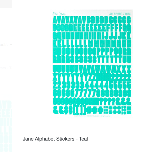 Scrapbooking  Elles Studio Jane Alphabet Stickers - Teal kit