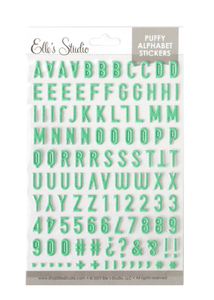 Scrapbooking  Elles Studio Mint Green Polka Dot Puffy Alphabet Stickers kit