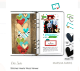 Scrapbooking  Elles Studio - Stitched Hearts Wood Veneer kit