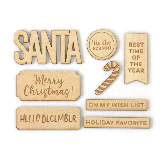 Scrapbooking  ***PREORDER ***Elles Studio - Tis the Season Wood Veneers kit