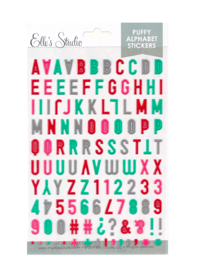 Scrapbooking  Elles Studio - Valentine Multi Color Puffy Alphabet Stickers kit