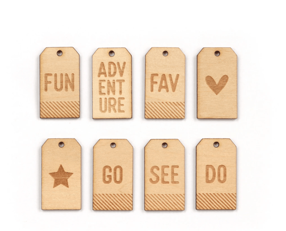 Scrapbooking  Elles Studio - Wood Veneer Adventure Tags kit