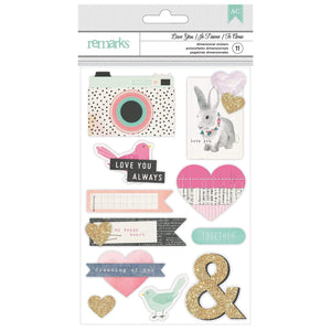 Scrapbooking  Love You Always 3D Stickers (including puffy stickers) - 11 pack
