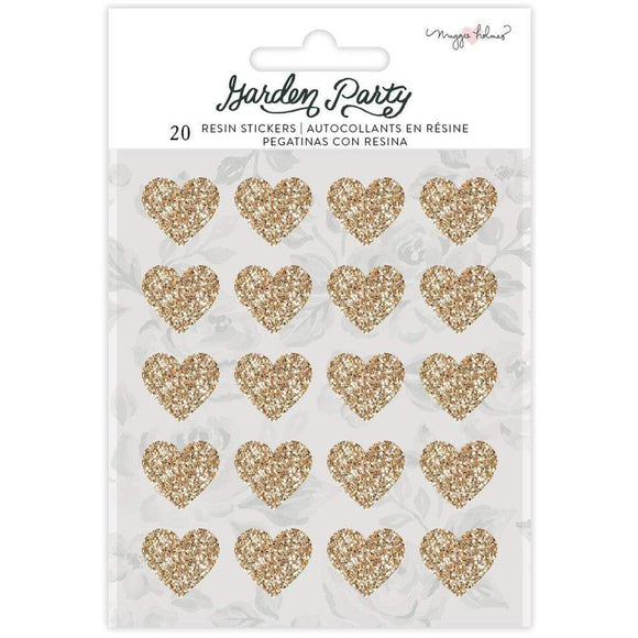 Scrapbooking  Maggie Holmes Garden Party Resin Stickers 20/Pkg Gold Glitter Paper 12