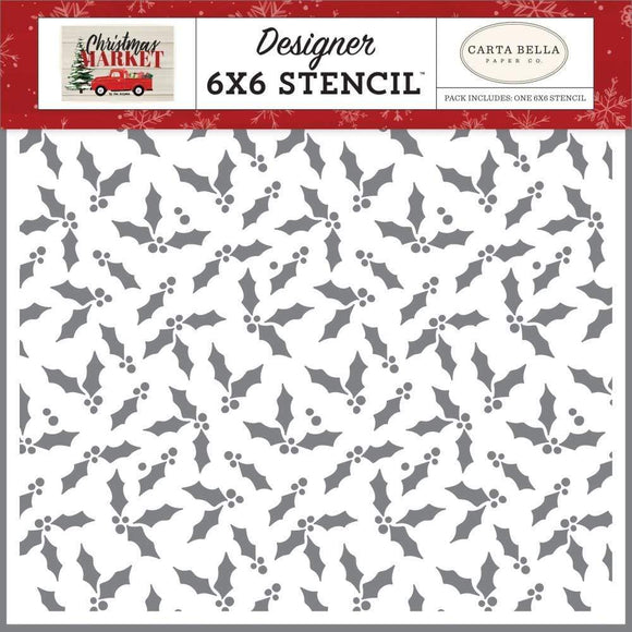 Scrapbooking  Christmas Holly 6x6 inch Stencil Paper 12x12