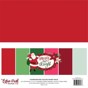 Scrapbooking  Echo Park Double-Sided Solid Cardstock 12"X12" 6/Pkg Merry & Bright, 6 Colors Paper 12x12