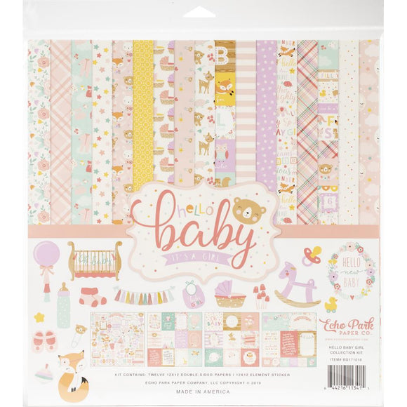 Scrapbooking  Hello Baby Girl 12'x12' Collection Kit Paper 12x12