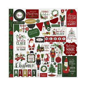 Scrapbooking  Here Comes Santa Claus Cardstock Stickers 12"X12" Elements Paper 12x12