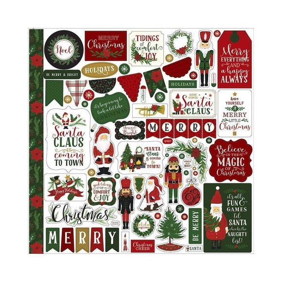 Scrapbooking  Here Comes Santa Claus Cardstock Stickers 12