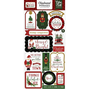 Scrapbooking  Here Comes Santa Claus Chipboard 6"X13" Phrases Paper 12x12