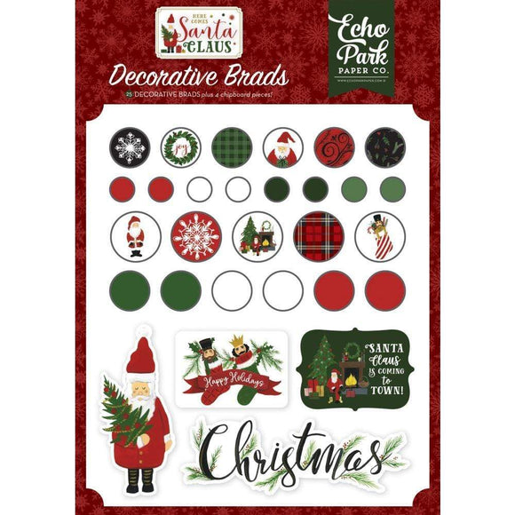 Scrapbooking  Here Comes Santa Claus Decorative Brads Paper 12x12