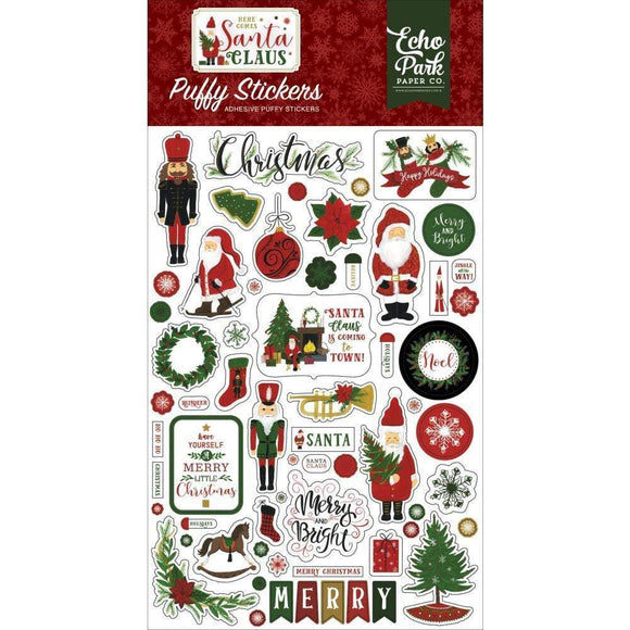 Scrapbooking  Here Comes Santa Claus Puffy Stickers Paper 12x12