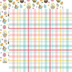 Scrapbooking  I Love Easter Double-Sided Cardstock 12"X12" - Easter Plaid Paper 12x12