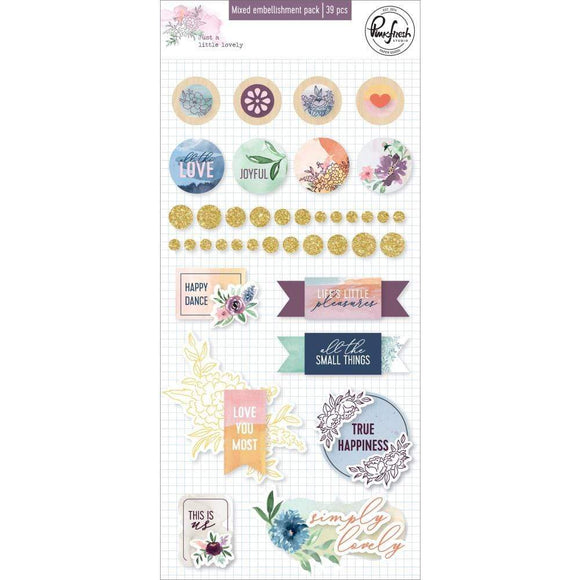 Scrapbooking  Just A Little Lovely Mixed Embellishment Pack 39/Pkg Paper 12x12