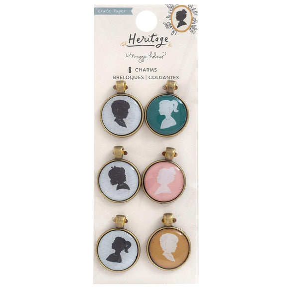 Scrapbooking  ****COMING SOON***Maggie Holmes Portrait Charms - Epoxy & Metal (6 PIECE) Paper 12x12