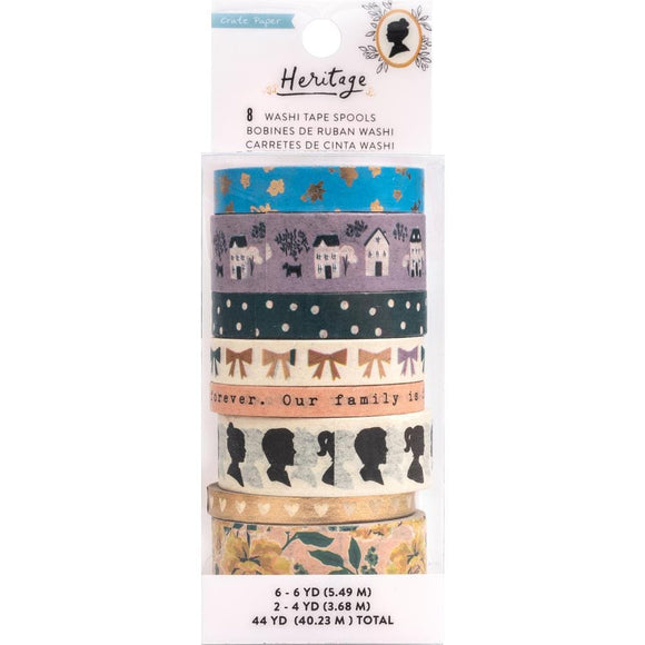Scrapbooking  Maggie Holmes Heritage Washi Tape 8/Pkg 4 To 6 Yards Each Paper 12x12