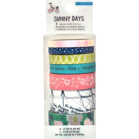 Scrapbooking  Maggie Holmes Sunny Days Washi Tape 7/Pkg Printed & Iridescent Finish Paper 12x12