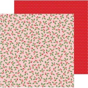 Scrapbooking  Merry Little Christmas Double-Sided Cardstock 12"X12" - Jolly Holly Paper 12x12