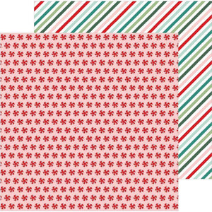 Scrapbooking  Merry Little Christmas Double-Sided Cardstock 12"X12" - Peppermint Candies Paper 12x12