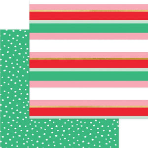 Scrapbooking  MME Holly Jolly Double-Sided Foiled Cardstock 12"X12" - Merry & Striped Paper 12x12